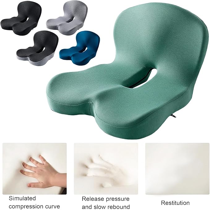 Seat Cushion w/Lumbar Support Pillow for Back & Sciatica Pain Relief