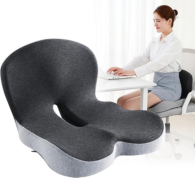 Seat Cushion w/Lumbar Support Pillow for Back & Sciatica Pain Relief