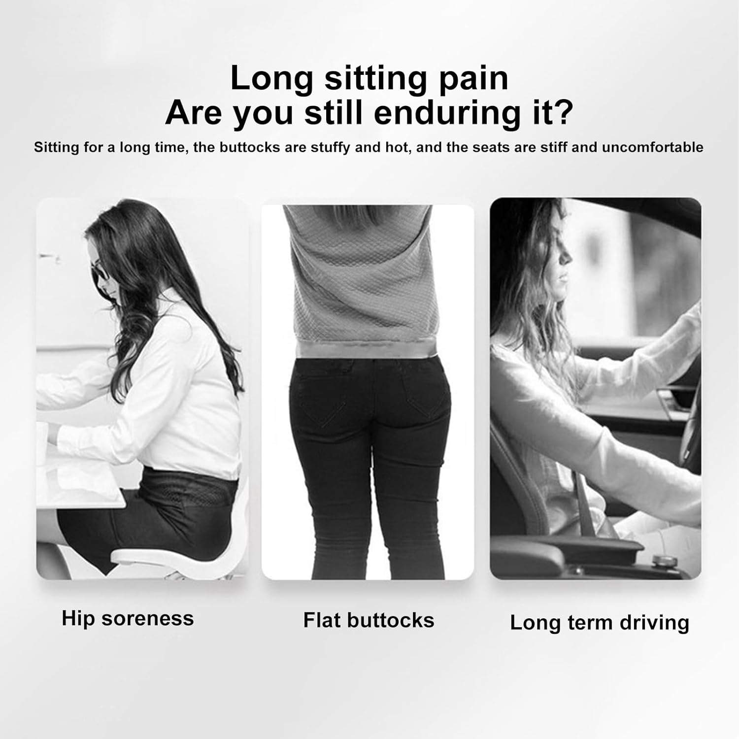 Seat Cushion w/Lumbar Support Pillow for Back & Sciatica Pain Relief